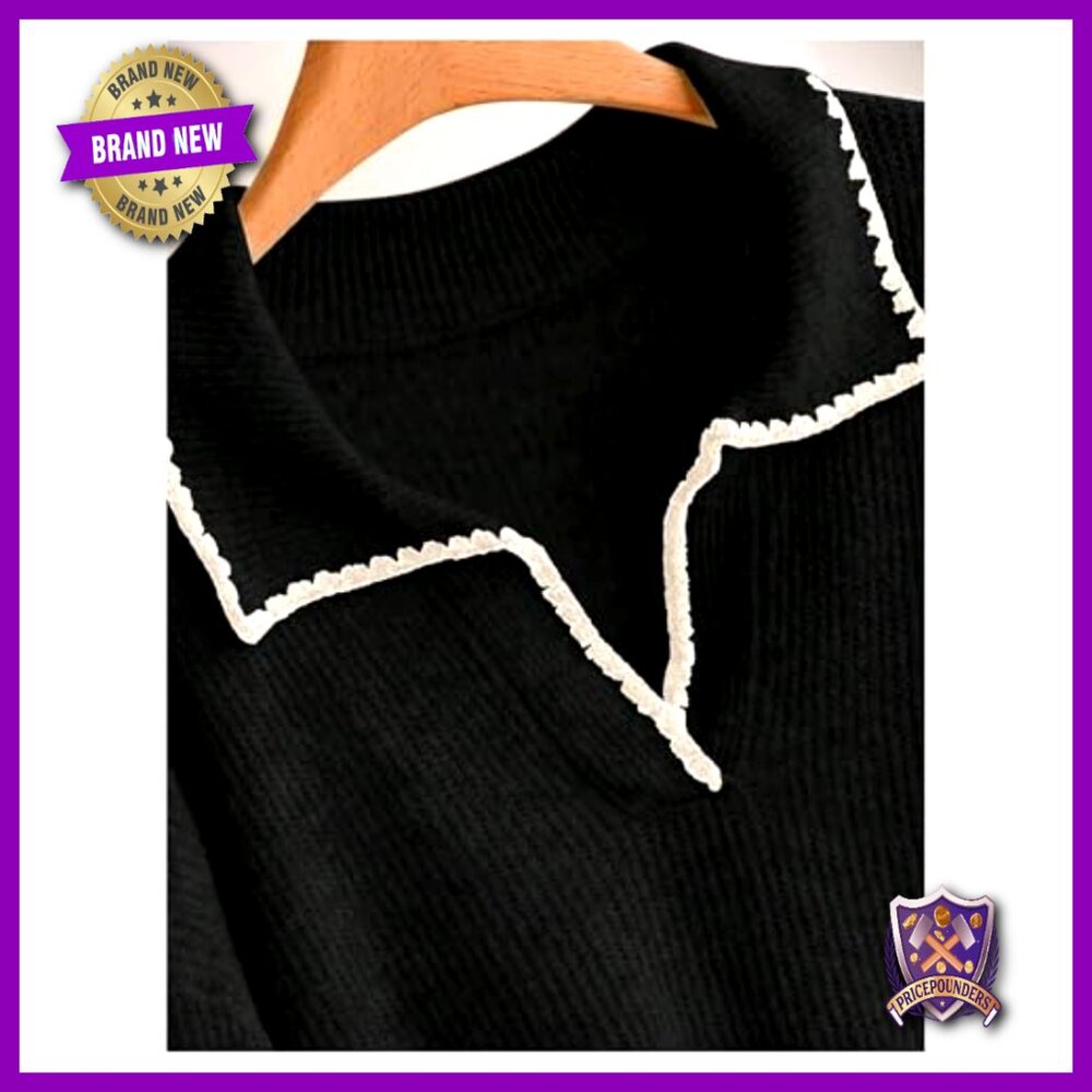 Plus Size Long Sleeve Collared Pullover Sweater S… - image 2